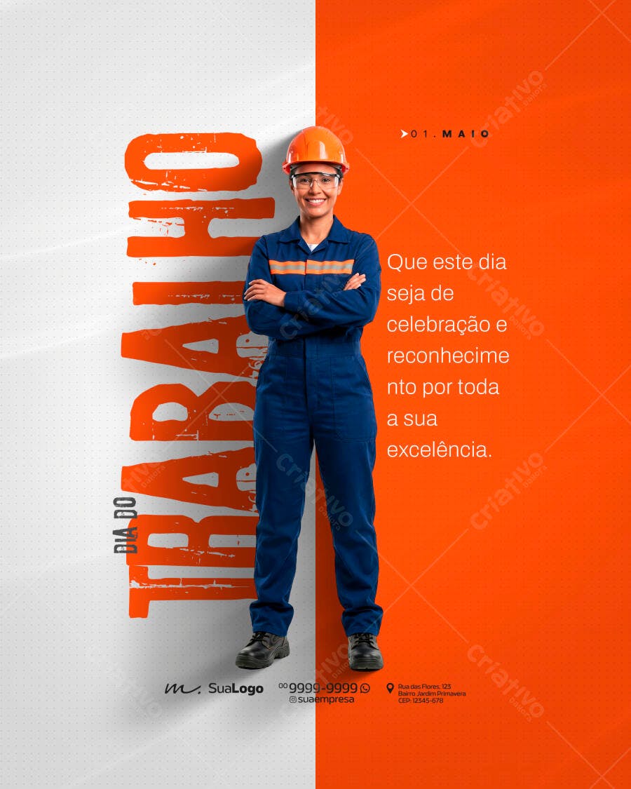 Post Instagram Dia do Trabalho 1 de Maio PSD Editável