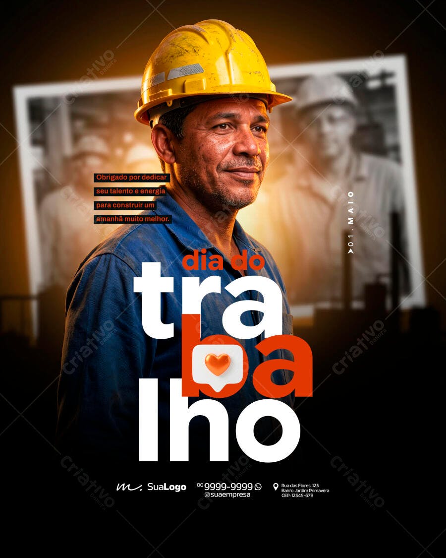 Post Instagram Dia do Trabalho 1 de Maio PSD Editável