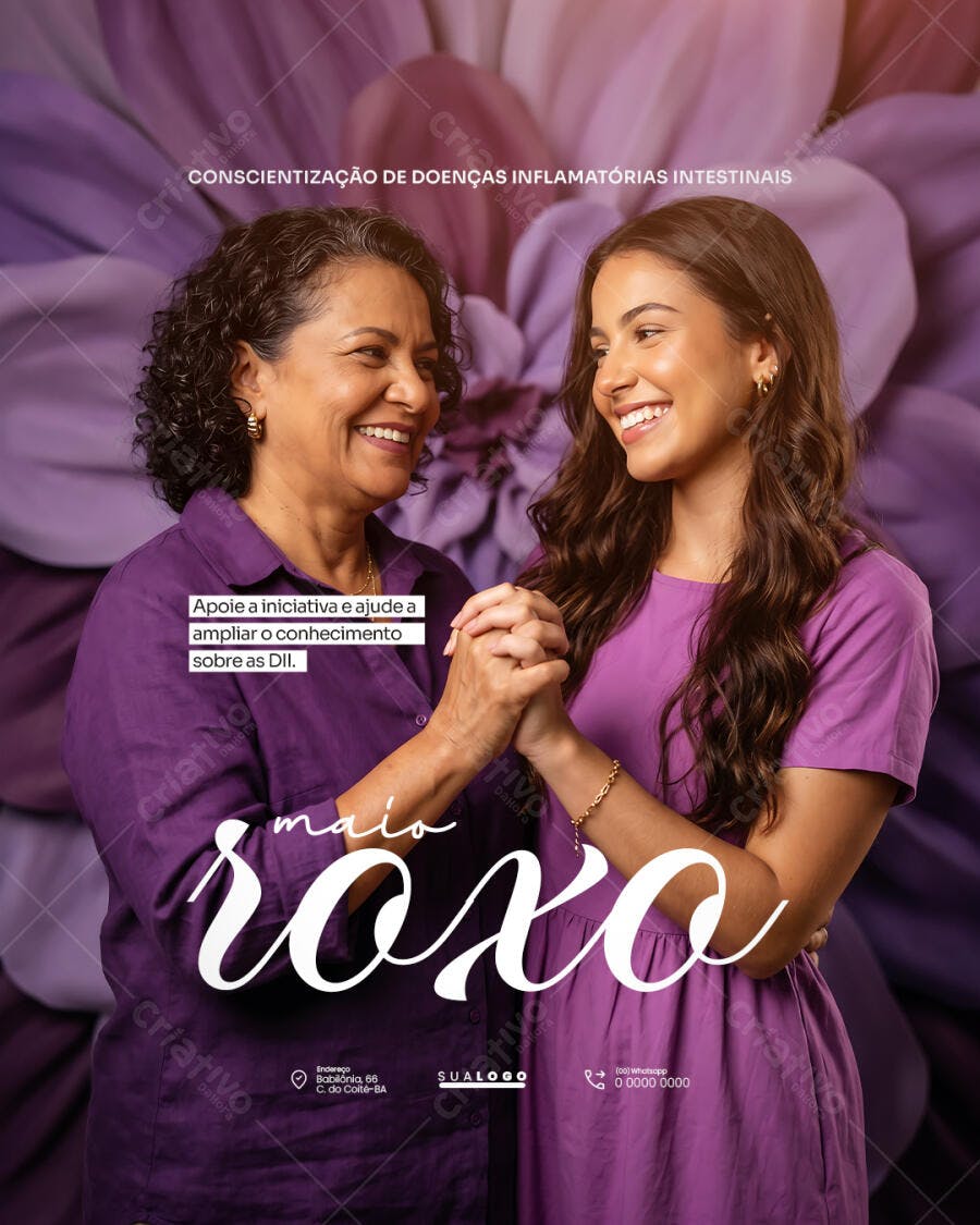 Post Instagram Maio Roxo Conscientização DII PSD Editável