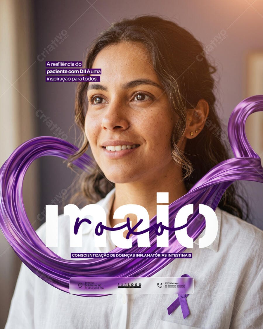 Post Instagram Maio Roxo Conscientização DII PSD Editável