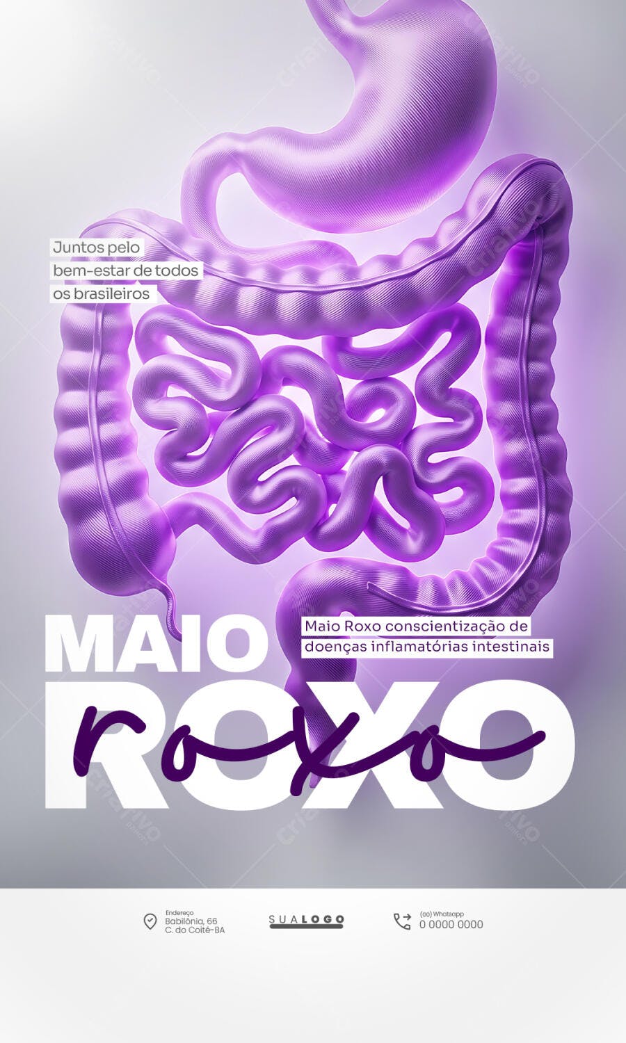 Post Instagram Maio Roxo Conscientização Saúde PSD Editável