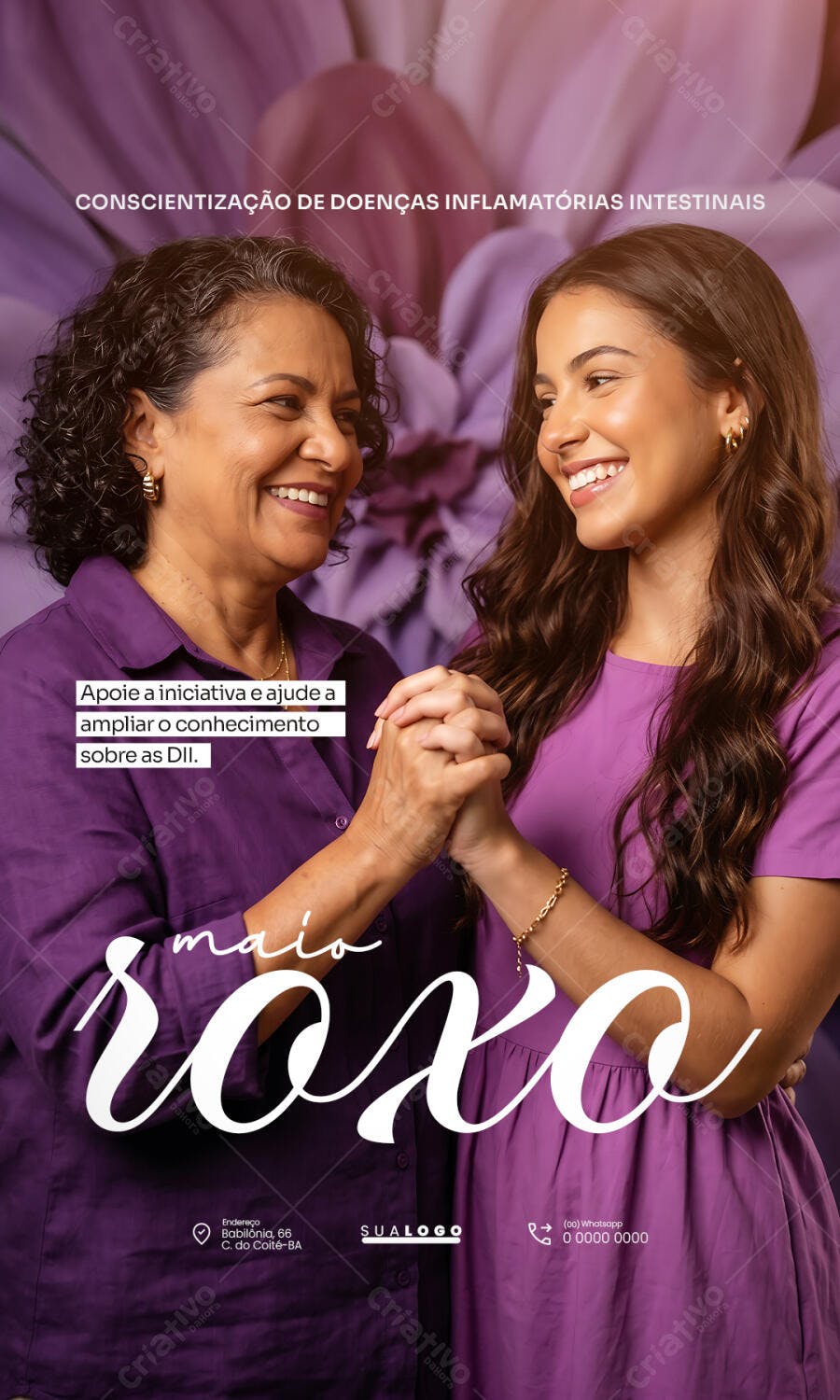 Post Instagram Maio Roxo Conscientização Saúde PSD Editável