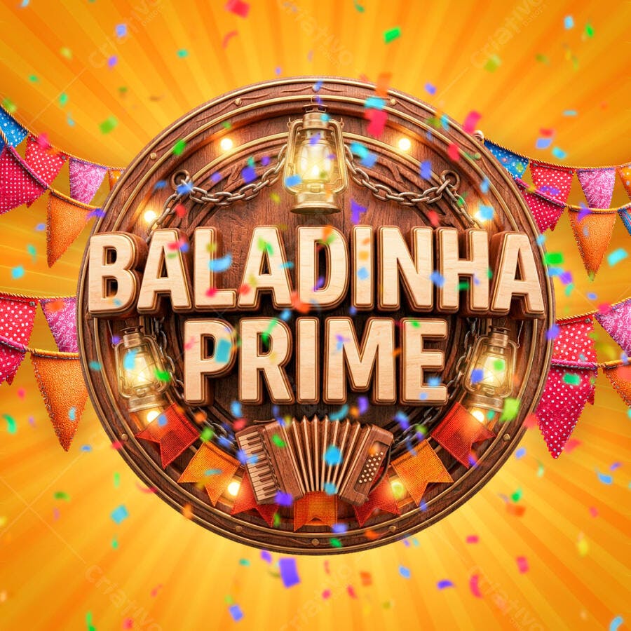 Selo 3D Festa Junina Baladinha Prime Arraial Dourado