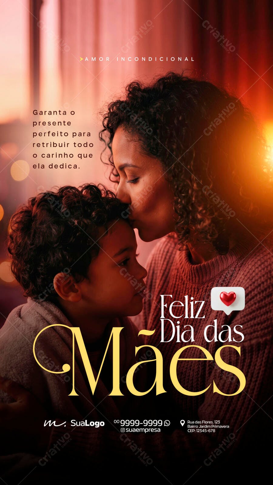 Story Dia das Mães Amor Incondicional PSD Editável