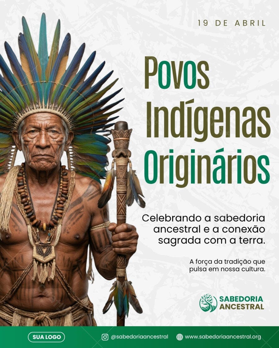 Template Canva Post Dia dos Povos Indígenas 19 de Abril Editável