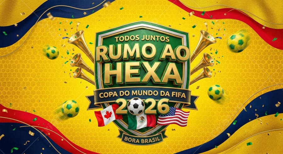 Arte Copa do Mundo FIFA 2026 Rumo ao Hexa Brasil