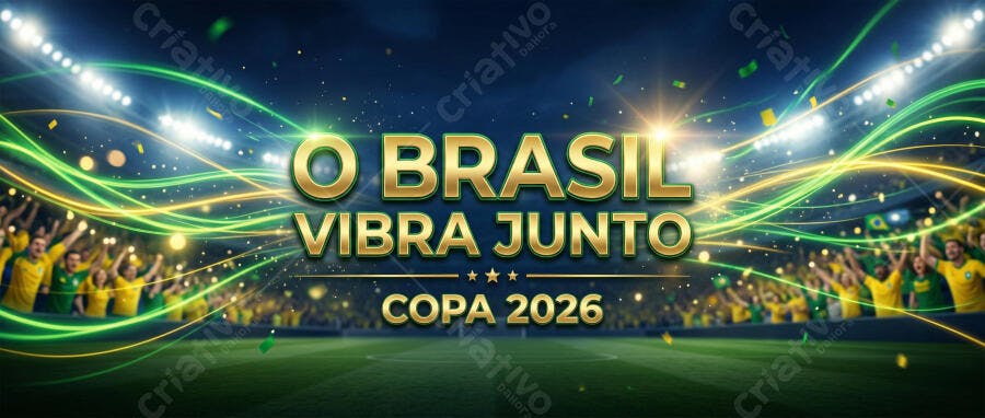 Banner Copa 2026 Brasil Vibra Junto Torcida Estádio