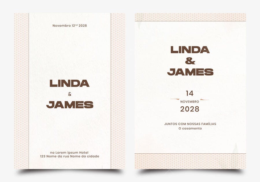 Convite Casamento Minimalista Vetorial Linda e James