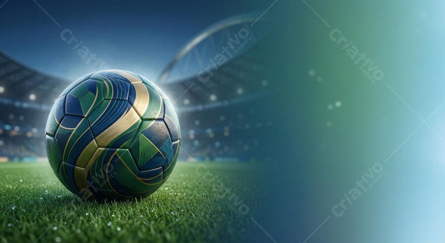 Foto Bola de Futebol Brasil Estádio Gramado Noturno