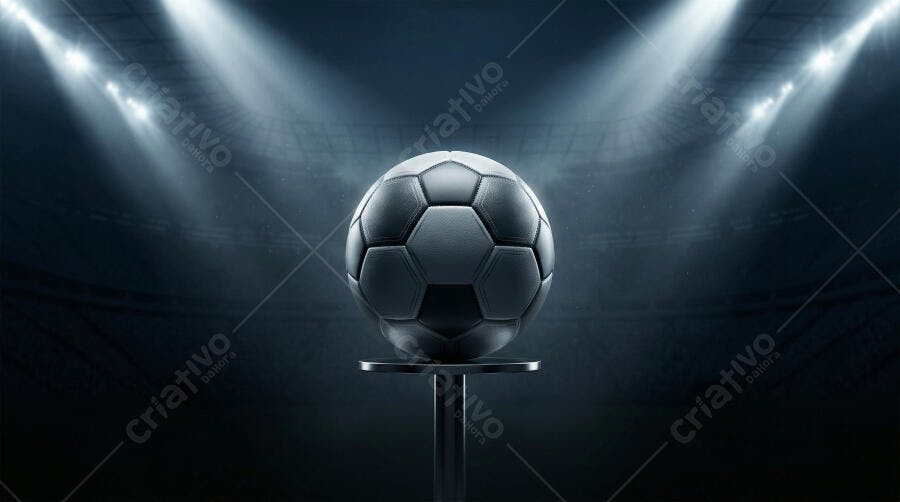 Foto Bola de Futebol Iluminada Estádio Noturno Foco
