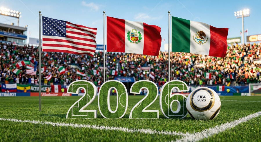 Foto Copa do Mundo 2026 Bandeiras EUA México Peru Estádio