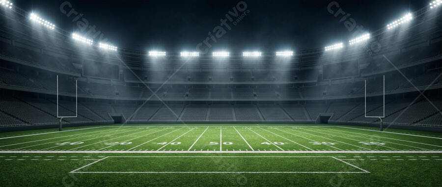 Foto Estádio Futebol Americano Vazio Iluminado Noite