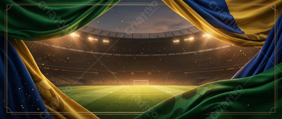 Foto Estádio Futebol Iluminado Bandeira Brasil Copa Mundo