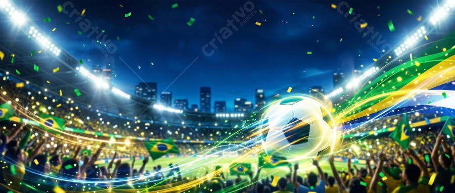 Foto Estádio Futebol Torcida Brasileira Celebrando Gol
