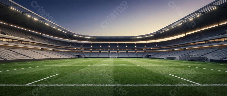 Foto Estádio Futebol Vazio Campo Gramado Iluminado