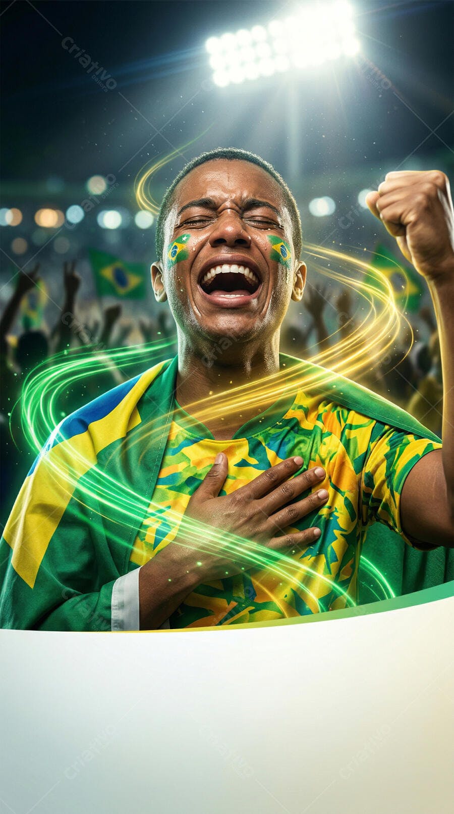 Foto Homem Negro Torcedor Brasileiro Celebrando Vitória Futebol