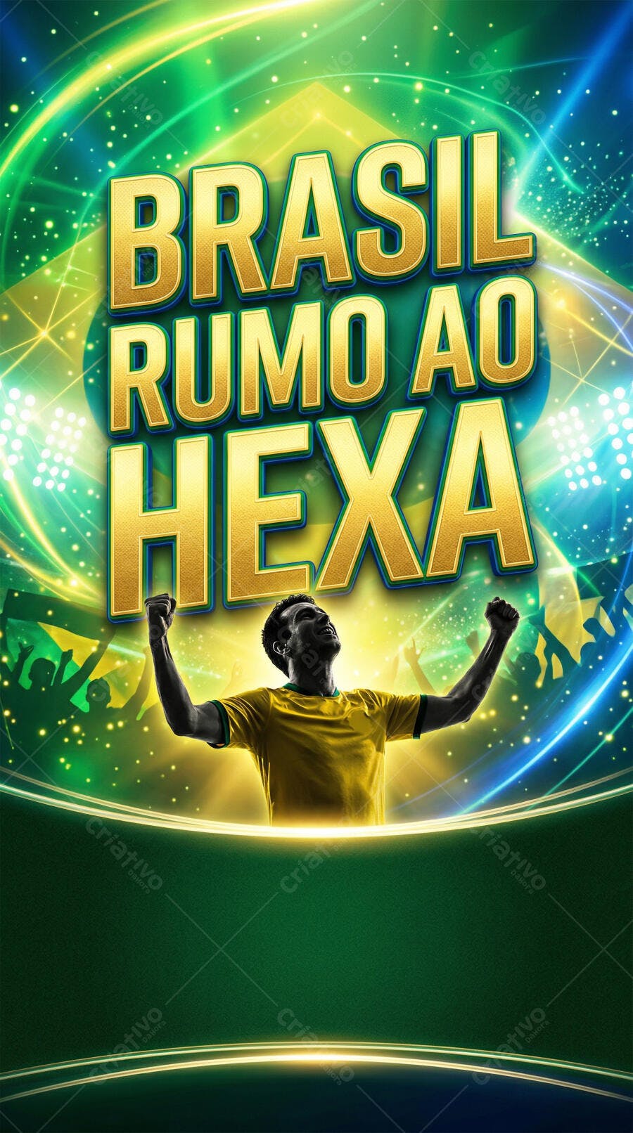 Foto Jogador Brasileiro Celebrando Brasil Rumo ao Hexa Fundo Verde