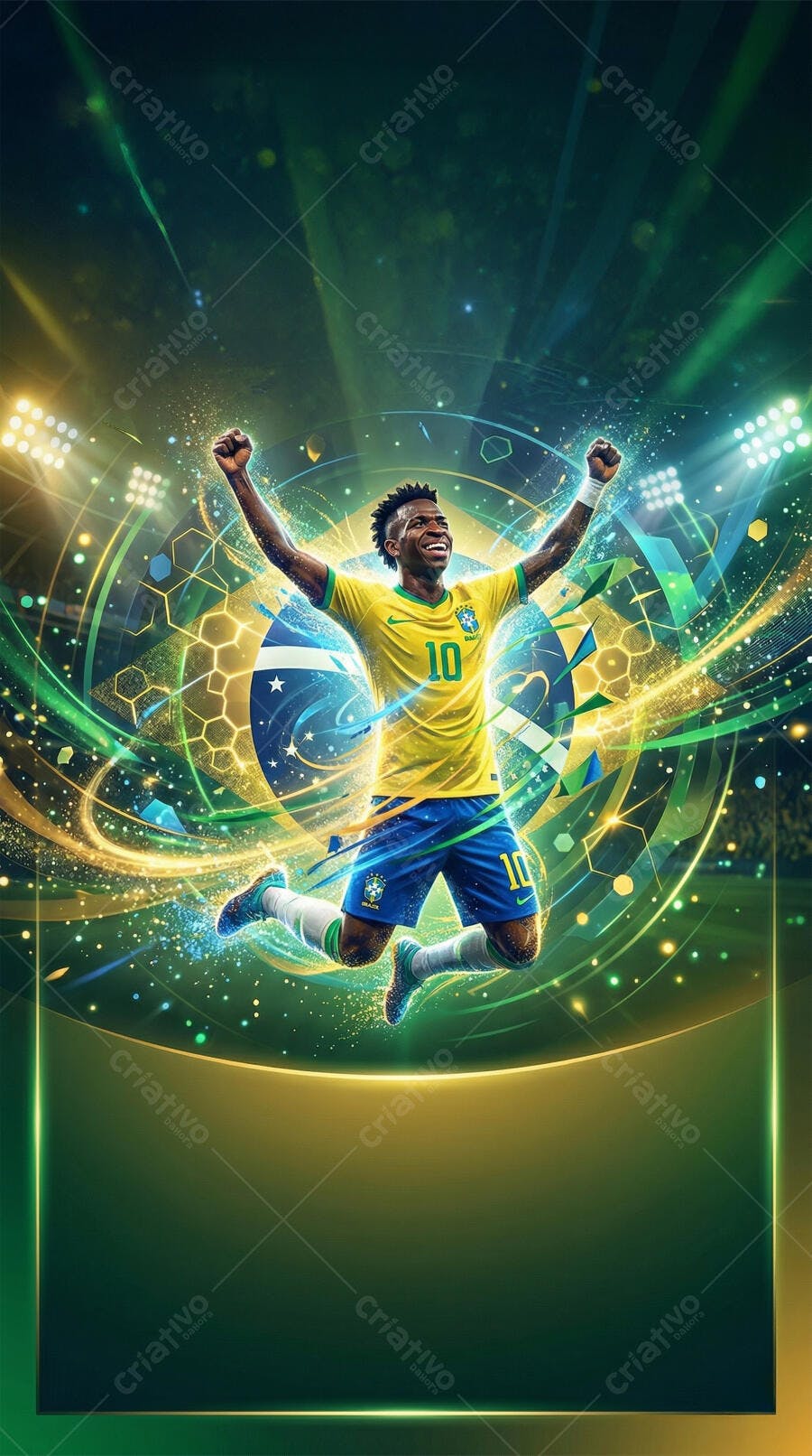 Foto Jogador de Futebol Brasileiro Vini Jr Celebrando Vitória Estádio