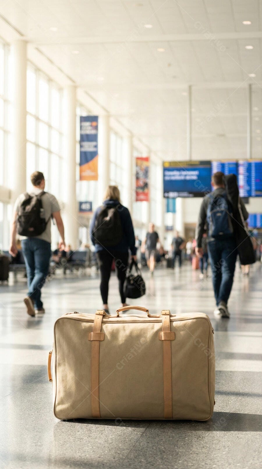 Foto Mala de Viagem Aeroporto Pessoas Andando Fundo Desfocado