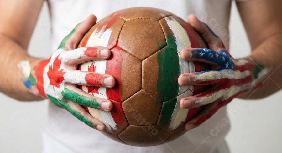 Foto Mãos Pintadas Bandeiras Futebol Bola Copa do Mundo