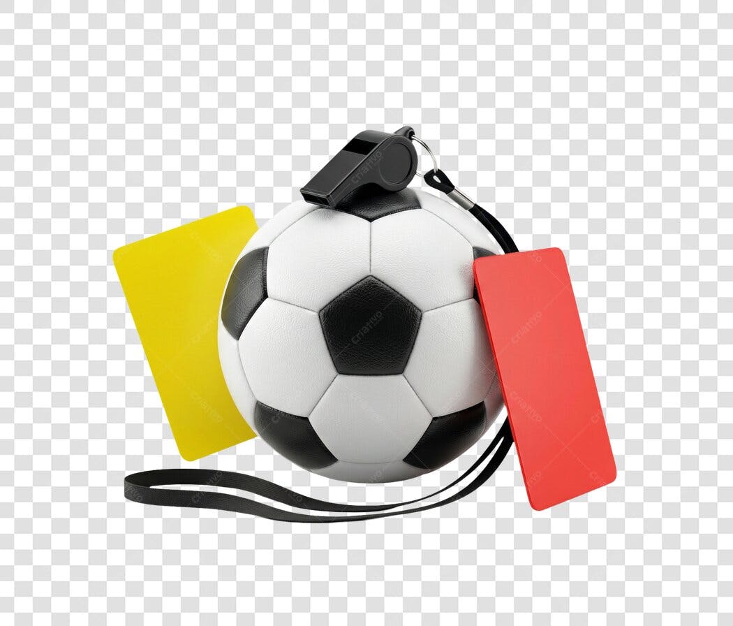 Foto Recortada Bola Futebol Apito Cartões PNG Fundo Transparente
