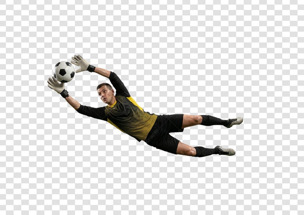 Foto Recortada Goleiro Futebol Defesa PNG Fundo Transparente