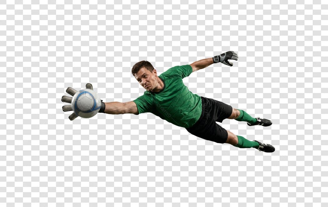 Foto Recortada Goleiro Futebol Defesa PNG Fundo Transparente