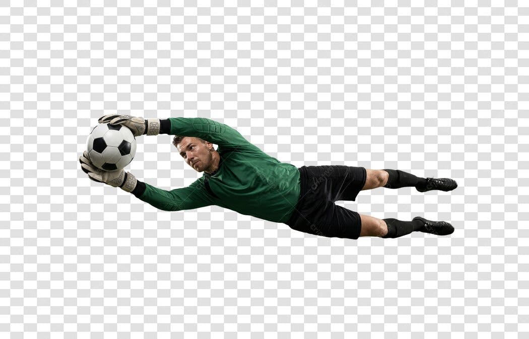 Foto Recortada Goleiro Futebol Defesa PNG Fundo Transparente