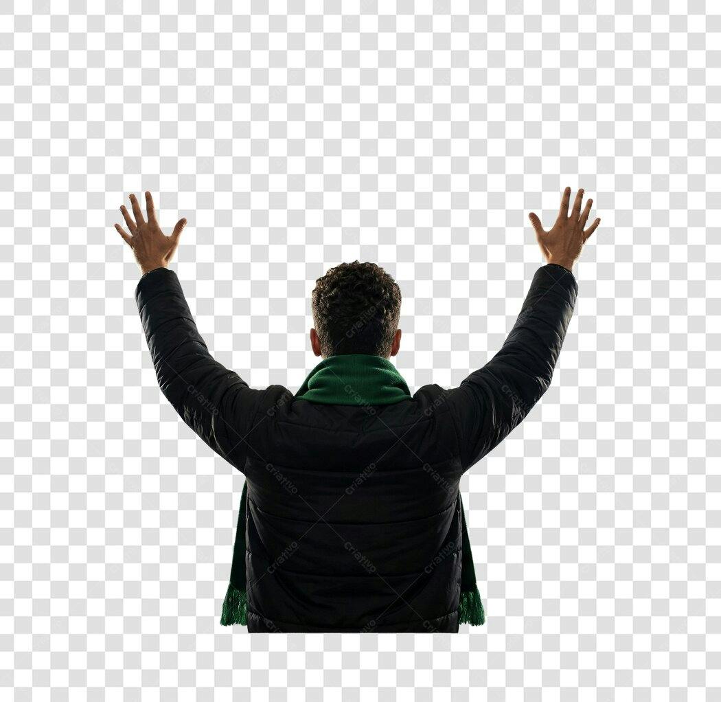 Foto Recortada Homem Costas Braços Erguidos PNG Fundo Transparente