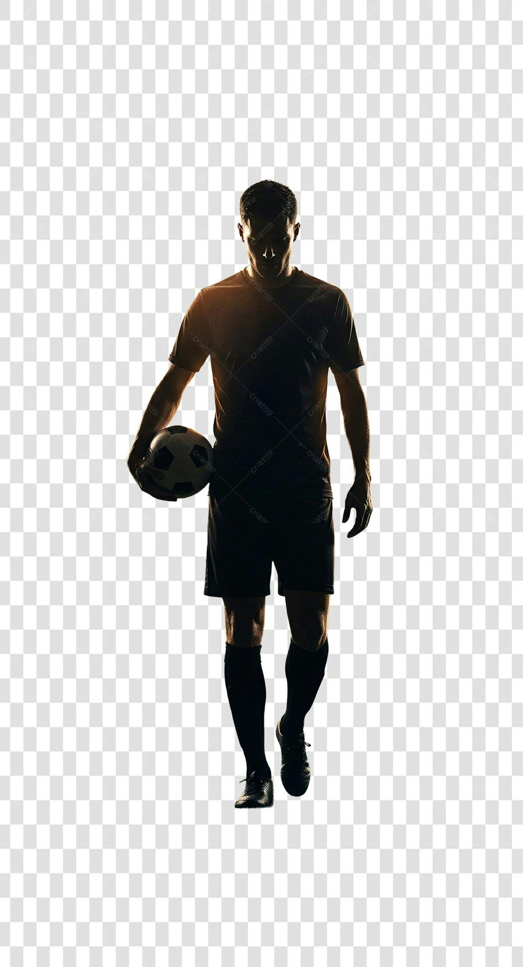 Foto Recortada Jogador Futebol Bola Silhueta PNG Fundo Transparente