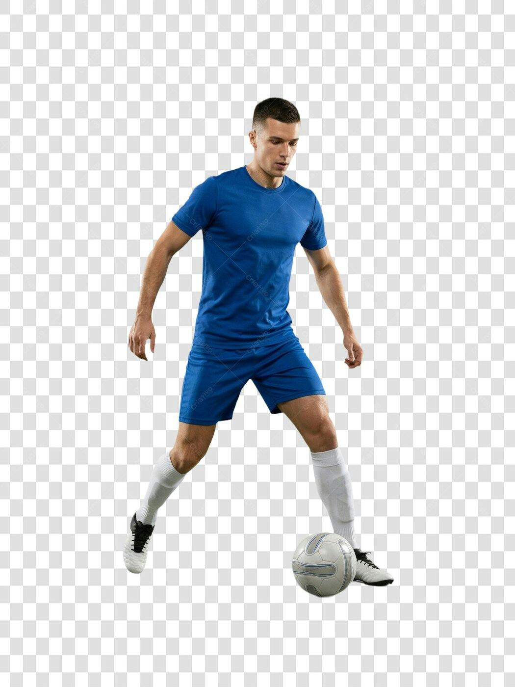 Foto Recortada Jogador Futebol Chutando Bola PNG Fundo Transparente