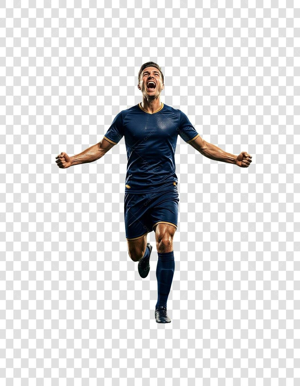 Foto Recortada Jogador Futebol Comemorando Gol PNG Fundo Transparente