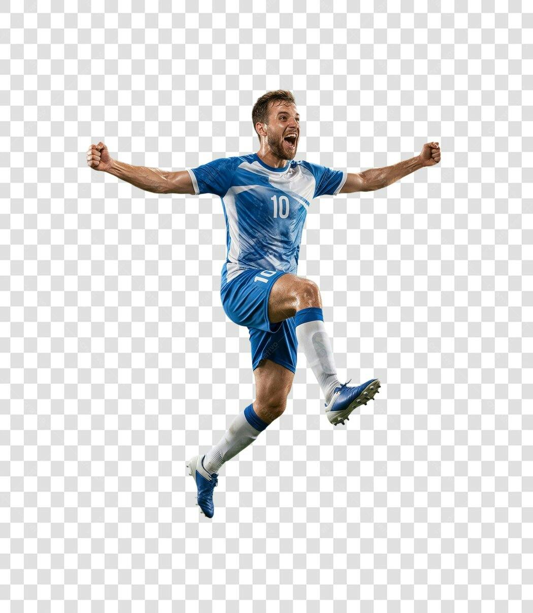 Foto Recortada Jogador Futebol Comemorando Gol PNG Fundo Transparente