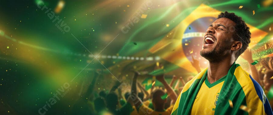Foto Torcedor Brasileiro Celebrando Vitória Futebol Copa do Mundo