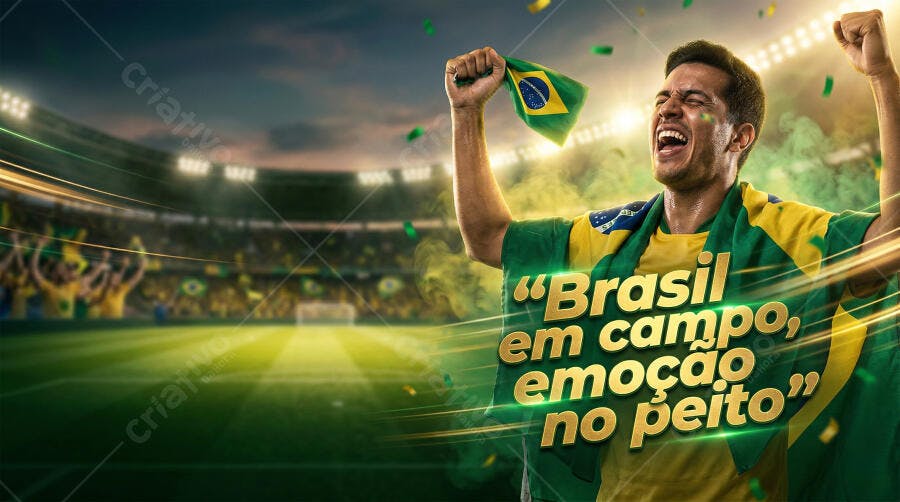 Foto Torcedor Brasileiro Celebrando Vitória Jogo Futebol Estádio