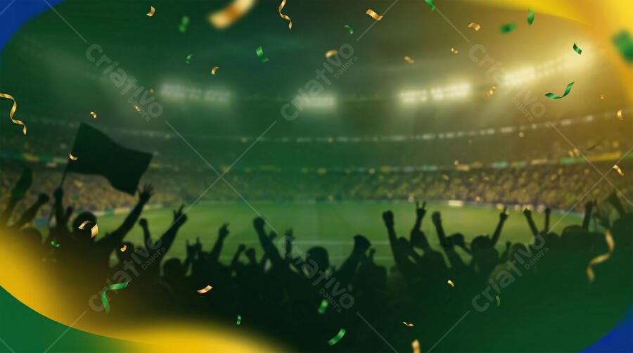 Foto Torcida Brasileira Celebrando Gol Estádio Futebol