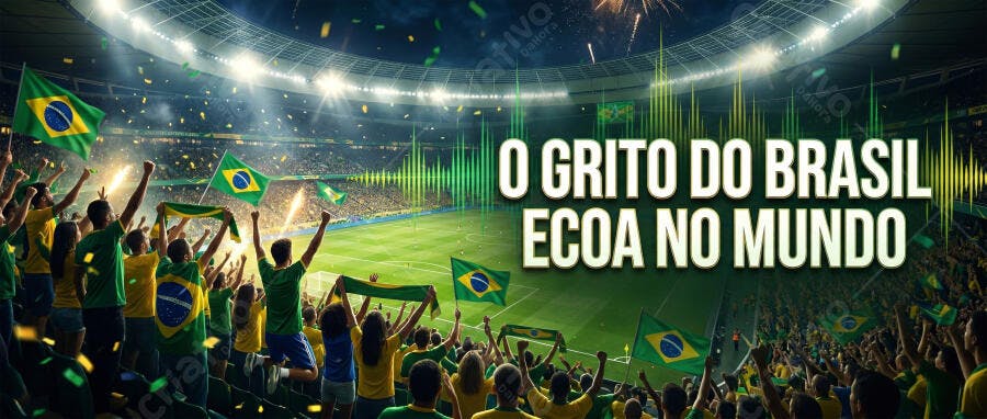 Foto Torcida Brasileira Celebrando Jogo Futebol Estádio