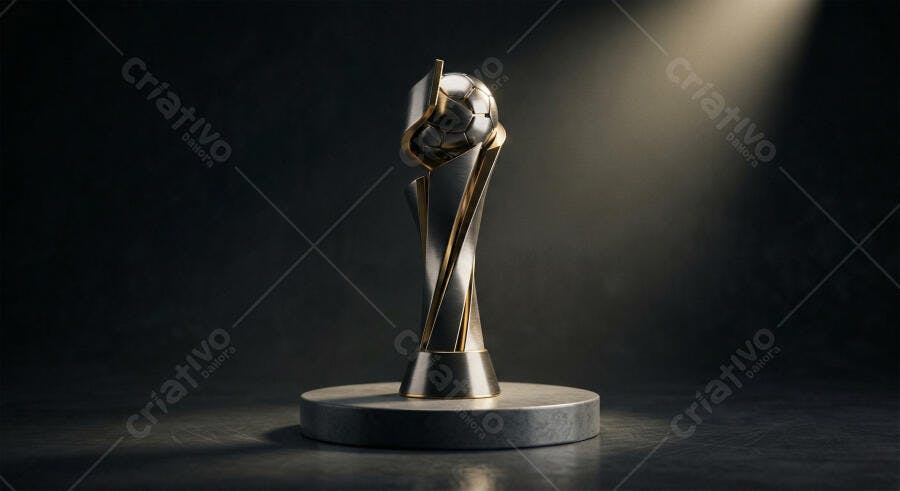 Foto Troféu Futebol Copa do Mundo Fundo Escuro Studio
