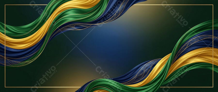 Fundo Abstrato Ondas Brasil Verde Amarelo Azul Dourado