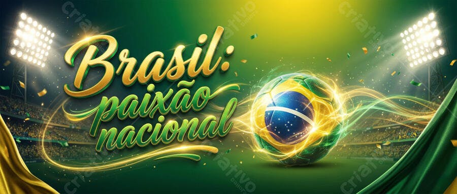 Fundo Brasil Paixão Nacional Bola de Futebol Estádio