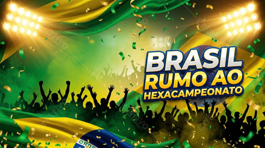Fundo Brasil Rumo ao Hexacampeonato Torcida Confetes