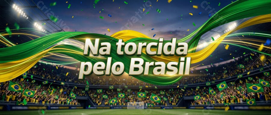 Fundo Estádio Futebol Torcida Brasil Faixas Verdes Amarelas