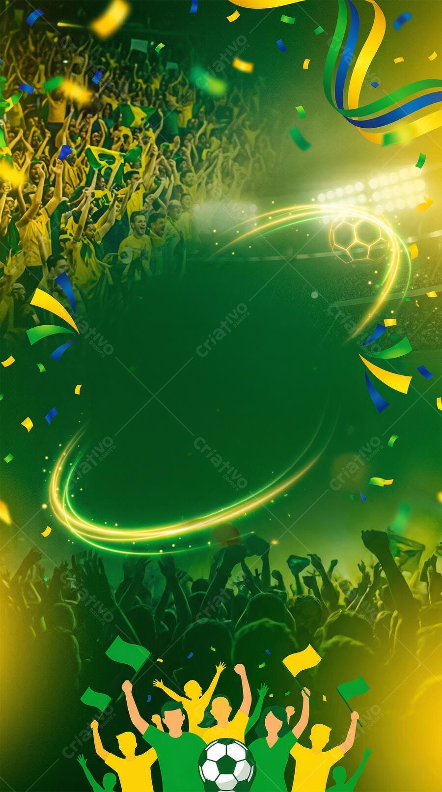 Fundo Futebol Torcida Brasileira Confetes Verde Amarelo