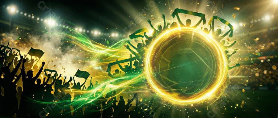 Fundo Torcida Futebol Estádio Luzes Brilhantes Fumaça Verde