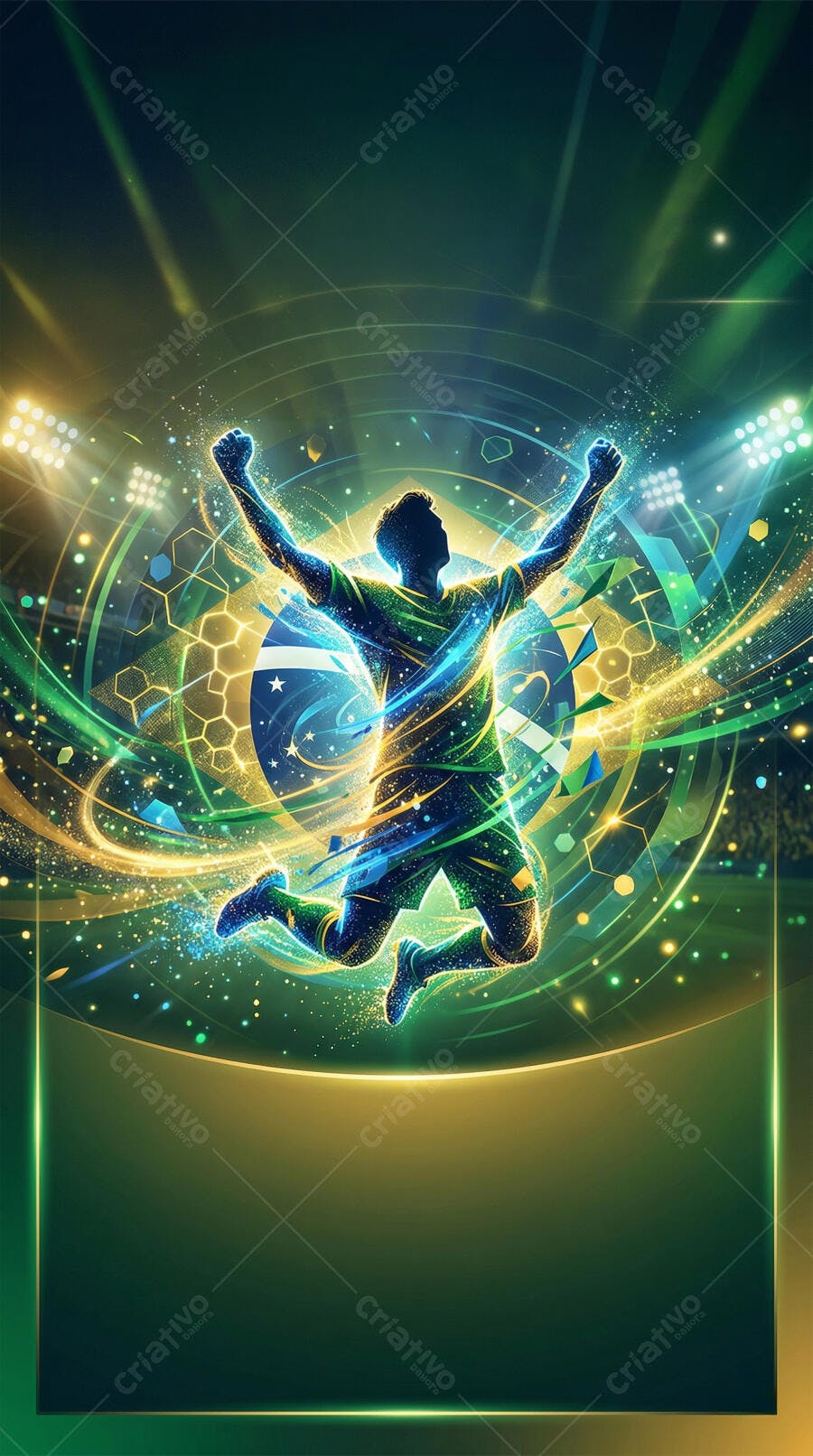 Jogador de Futebol Brasileiro Celebrando Vitória Estádio Digital