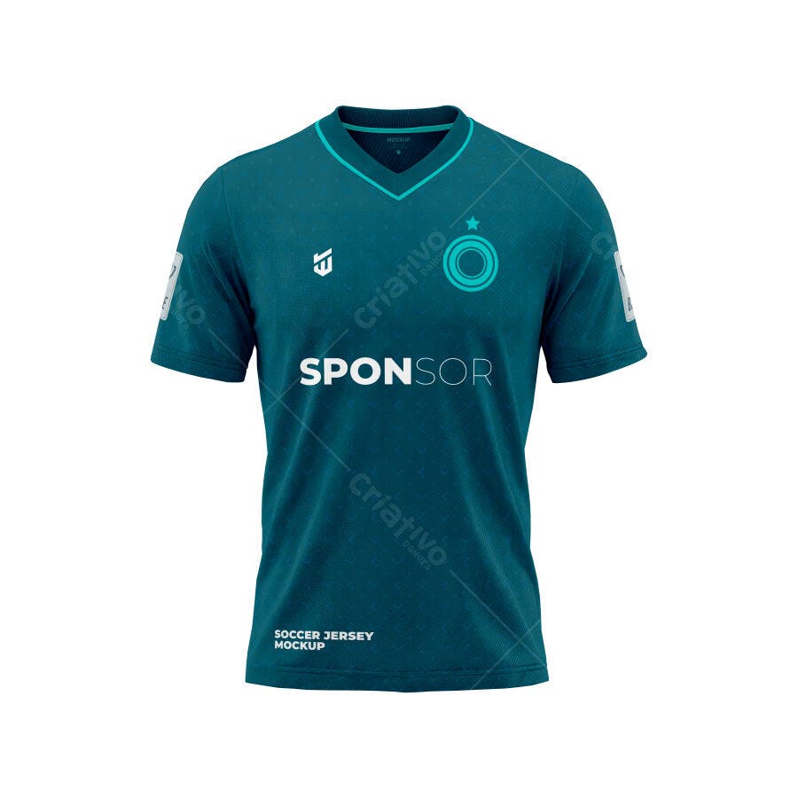 Mockup Camiseta Futebol Masculina Verde Escuro Frente Editável