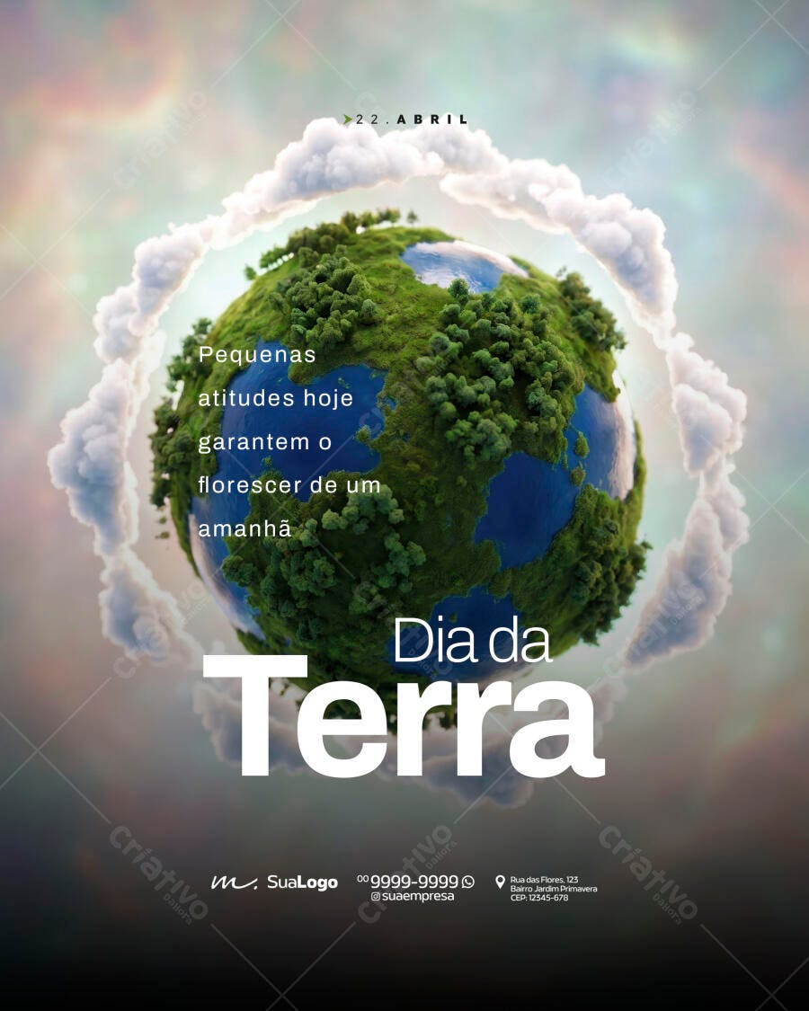 Post Dia da Terra 22 Abril Meio Ambiente PSD Editável