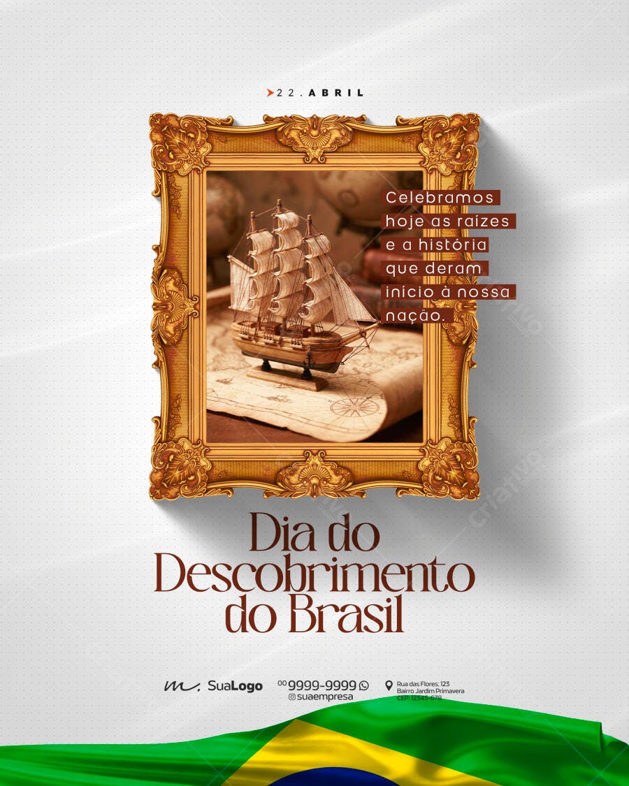Post Dia do Descobrimento do Brasil 22 Abril PSD Editável