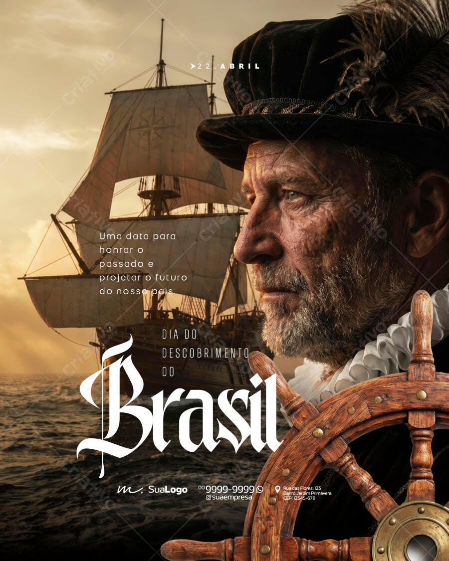 Post Dia do Descobrimento do Brasil 22 de Abril PSD Editável