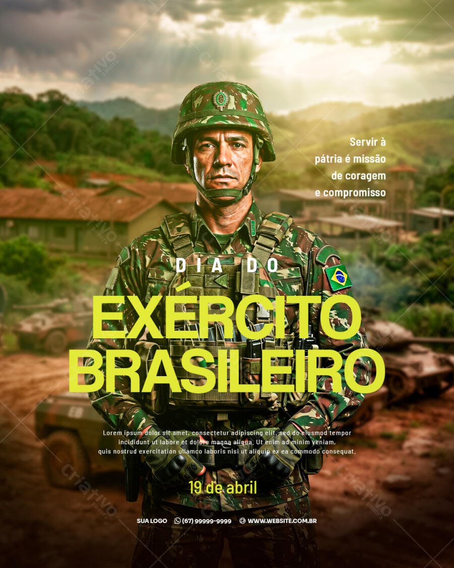 Post Dia do Exército Brasileiro 19 de Abril PSD Editável